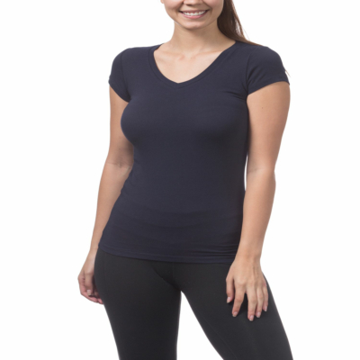 Short Sleeve V-Neck Tee, Navy, Small