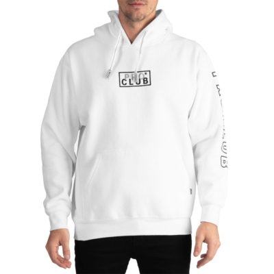 Men&#039;s Embroidered Logo Heavyweight Pullover Hoodie (13oz), White, Small